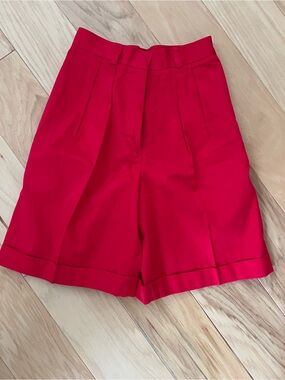 J. Crew Red High-Waisted Bermuda Shorts